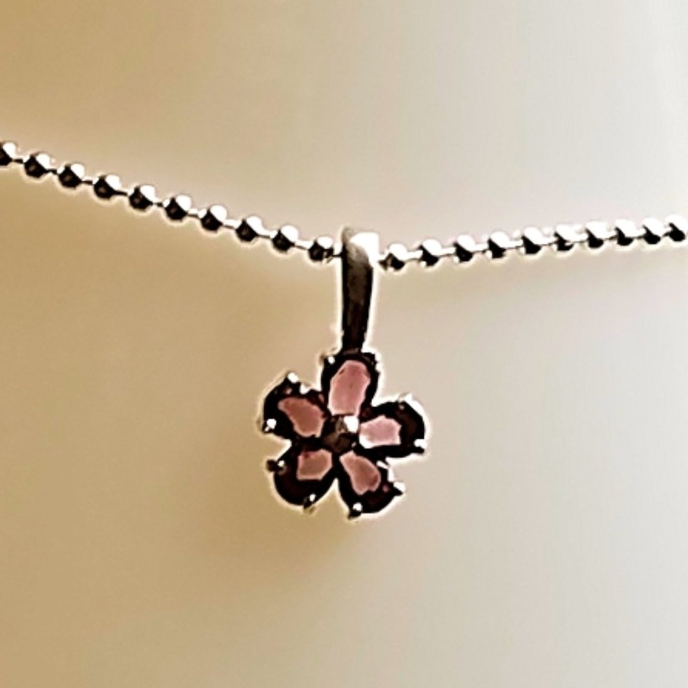 Anklet 925 Sterling Silver Chain and Flower Charm